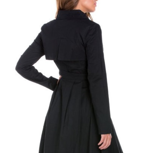 Black Hi Low Peplum Trench Coat - Picture 8 of 8